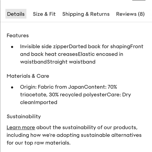 Aritzia Babaton Rockwell Pants size 8 New with tags - Picture 8 of 8